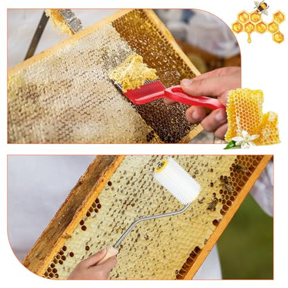 Tandefio 6 Pcs Honey Harvesting Honey Extractor Kit Include Stainless Steel Honey Strainer, Frame Grip, Uncapping Fork, Uncapping Needle Roller, Honey Gate, Queen Catcher, Bee Supplies and Equipment