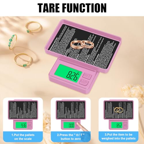 Diyife 1000g Digital Pocket Gram Scale 0.01g Accuracy, Mini Jewelry Scale with Protective Cover, 7 Units, Tare Function, LCD Display, Suit for Jewelry, Powder, Pink - color: Pink