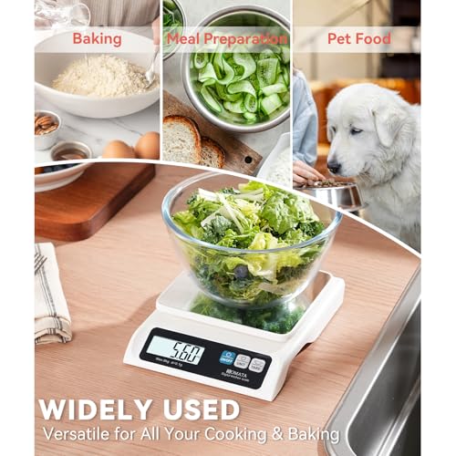BOMATA 0.1g High Precision Food Scale, USB Rechargeable, 13lb Digital Kitchen Scale with Removable Stainless Steel Pan, Backlit LCD Display, for Cooking, Baking B621 White - color: White Rechargeable