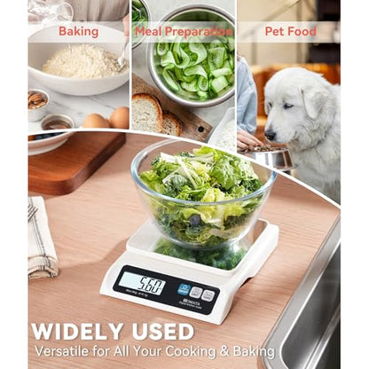 BOMATA 0.1g High Precision Food Scale, USB Rechargeable, 13lb Digital Kitchen Scale with Removable Stainless Steel Pan, Backlit LCD Display, for Cooking, Baking B621 White - color: White Rechargeable