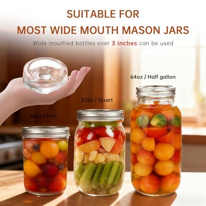 6Pcs Fermentation Glass Weights for Wide Mouth Jars - Pickle Bottles with Sealing Lids for Efficient Fermenting - Durable, Transparent Fermenting Lids and Weights for Sauerkraut, Kimchi (A Toroidal) - size: A Toroidal