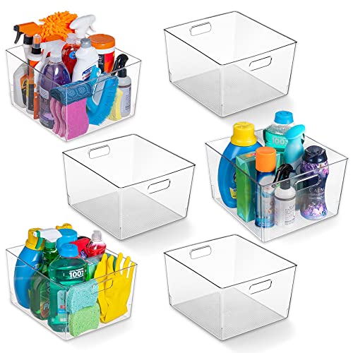 ClearSpace Clear Plastic Storage Bins – XL 6 Pack Perfect Kitchen or Pantry Organization Fridge Organizer and Storage Bins, Cabinet Organizers - size: 6 Pack