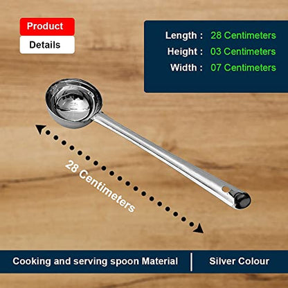 28cm Soup Ladle Stainless Steel (Pack of 2) - Deep Metal Ladle for Cooking & Serving - Heavy Duty Kitchen Ladel - Dishwasher Safe Stainless Steel Ladle for Soups & Stews - size: Deep Spoon