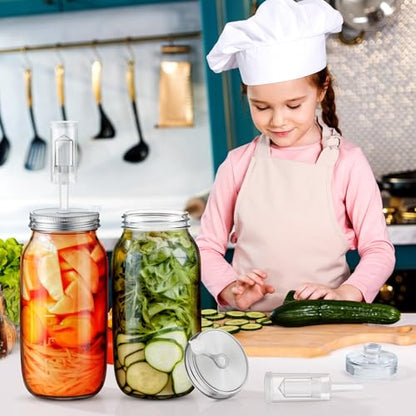 Honeydak 4 Pack Fermentation Kit, 68 oz Fermentation Jars with Fermenting Weights and Airlocks, Stainless Steel Lids, Pickle Jar for Sauerkraut, Vegetables and Other Fermented Foods - size: 68 oz