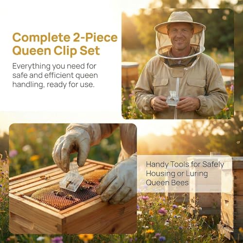 NIIIYTYB Bee Clip 2 Pcs Plastic Bee Queen Clips Transparent Plastic Cage Clips Bee Catchers Trap Box Essential Beekeepers Mark Tool for Rearing Safely Capture Store and Marking Queen Cage