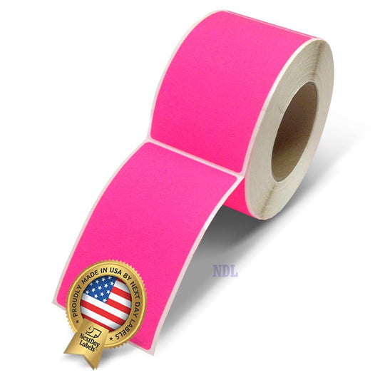NextDayLabels 500 Rectangle Stickers (3" x 5") - Color Coding Labels Roll - Moving Labels for Boxes, Colored Inventory Stickers for Packing, Organizing, and Storage (Fluorescent Pink) - color: Fluorescent Pink