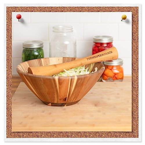 Fermentaholics Fermentation Tamper Tool, Make Sauerkraut At Home | Perfect Tool For Fermented Cabbage & Any Fermented Vegetables | DIY Fermented Sauerkraut | (Bamboo)