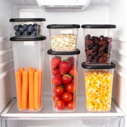 ionEgg Plastic Food Storage Containers with Lids Includes Labels, Stackable Kitchen Pantry Organizer for Dry Food, Snacks, Pasta and Meal Prep, Set of 6