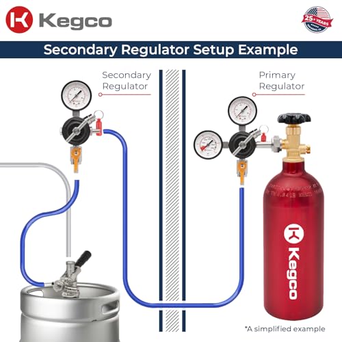 Kegco Secondary Regulator, Single Gauge, Black
