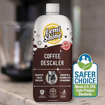 Lemi Shine Coffee Descaler - Made with Food-Grade Citric Acid - 15 oz | Removes Tough Buildup - Food-Grade Citric Acid Coffee Maker Cleaner for Nespresso, Keurig, and More - size: 15 Ounce (Pack of 1)