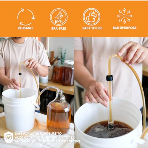 FastRack Auto Siphon 3/8" with 6.5 Ft Food Grade BPA-Free Tubing | Bottling Siphoning Kit for Homebrewing Beer, Wine Making & Carboy Transfers | Easy One-Hand Siphoning Pump | Made in USA