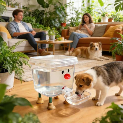 Pets Water Dispenser with Large Capacity Small Large Cats ＆ Dogs No Spilling Automatic Gravity Water Bowl Auto Fill Waterer Dish Self Watering Animal Water Fountain Feeder (Red, 0.8, Gallons) - color: Red
