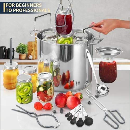 Gemfino Canning Supplies Starter Kit with Canning Rack,Canning Kit for Beginners - color: Gray