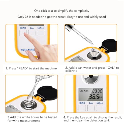 Pssopp 0‑80% Alcohol Tester, Digital Smart Brix Refractometer Home Making Wine and Brewing Beer Display for Easy Reading