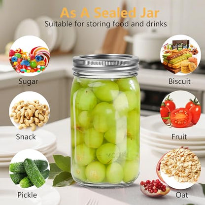 16oz Glass Mason Cup with Bamboo Lids, 2Pack Wide Mouth Mason Jars | Boba Cups with Lids and Straw, for Iced Coffee Juice Milkshake Tea - size: 2Pack 16oz