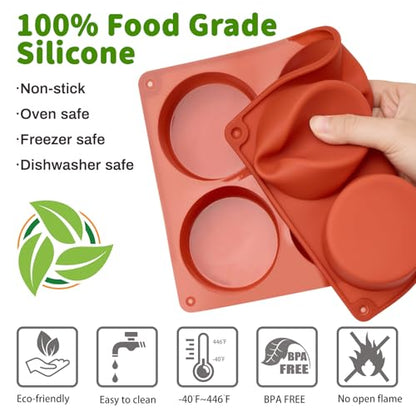 JOERSH 2-PK Silicone Egg Bite Molds Deep 3 Inch Frittata Baking Pans, Non-Stick Round Silicone Molds for Egg Breakfast Sandwich, English Muffin, Cheesecake, Dinner Rolls - color: Deep, 6 Cups