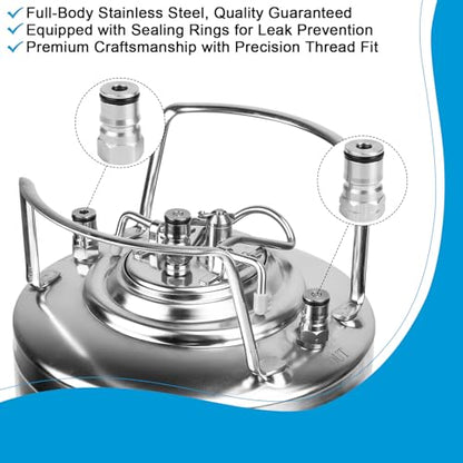 MRbrew 2 Pair Ball Lock Keg Post, Stainless 304 Homebrew 19/32’’-18 Co2 Gas kegerator Beer Liquid Cornelius Corny Poppet Spring Spare Sealing O-ring Keg Posts Kit for Brewing Quick Disconnect Fitting - size: 2 Pair