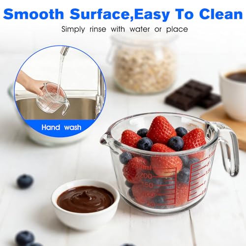 2-Cup Liquid Glass Measuring Cups 16 OZ for Kitchen Baking Coffee | Borosilicate Measuring Cups with Handle/V-Spout, Heatproof, Easy-Read Marks, Microwave Safe, Heavy Duty for Baking & Cooking