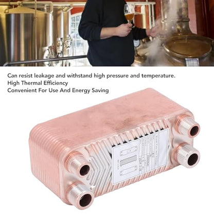 Plate Heat Exchanger, Homebrew Beer Wort Chiller, EATB12‑30 304 Stainless Steel Brazed Plate Heat Exchanger for Floor Heating, Water Heating, Snow Melting