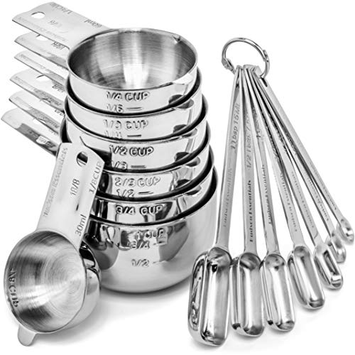 Hudson Essentials Stainless Steel Measuring Cups and Spoons Set (14 Piece Set) - size: 14 Piece Set