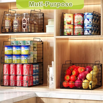 Jakyitvi 5 Pack XXL Stackable Wire Storage Basket, Extra Large Capacity Pantry Organizer and Storage, Muti-Purpose for Fruit Vegetable Basket & Toy Bin & Snack Organizer - size: 5 Pack