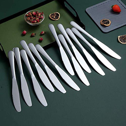 Berglander Dinner Knives Set Of 12, Stainless Steel Shiny Mirror Dinner Knife, Butter Knife Spreader Table Knives Sturdy And Dishwasher Safe - color: B. 12 Pieces