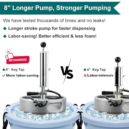 FERRODAY Keg Taps - D-System Beer Tapping Kit - Hand Pump for Kegs