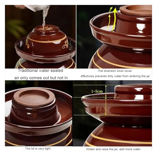 Traditional Chinese Porcelain Pickle Jar - Ceramic Fermentation Crock with Water Seal Airlock Lid for Kimchi and Sauerkraut(6kg) - size: 6kg