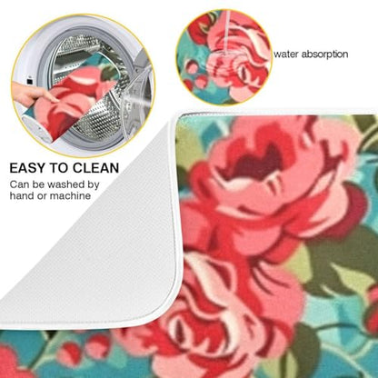 Kcldeci Red Green Rose Dish Drying Mat Kitchen Drying Pad Dish Draining Mat Dish Rack Drainer Pad 16 x 18 - color: Woman, size: 16x18in