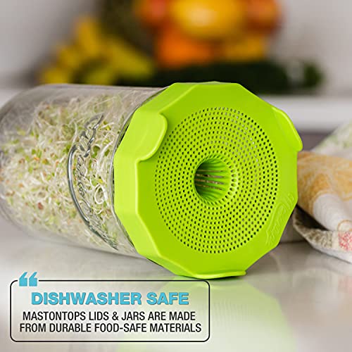 Masontops Mason Jar Bean Sprouting Jar Starter Set - Easy DIY Bean Sprout Kit with Organic Seeds, Sprouting Lids, Complete Bean Sprouts Grow Kit - size: Single Jar Kit (1 Jar, 1 Screen, 1 Seed Mix)