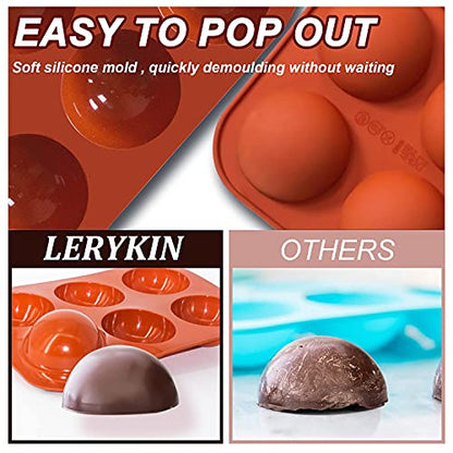 Lerykin 6 Holes Medium Semi Sphere Silicone Molds, 2 Packs Half Sphere Silicone Baking Molds for Making Chocolate, Cake, Jelly, Dome Mousse - color: 6 Medium ( 2 Pack )