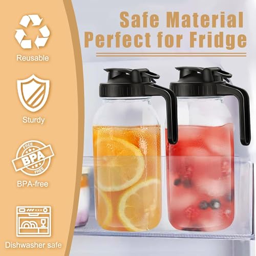 Mason Jar Pour Spout Lid for Wide Mouth Mason Jars, Leak Proof Seal Cover, Mason Jar Pitcher Flip Cap Airtight Handle Lid (Pack of 2)
