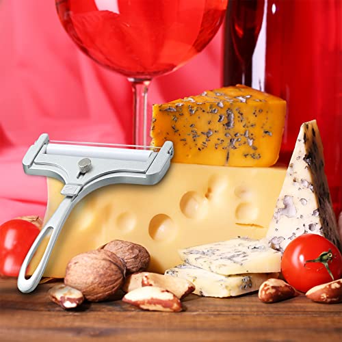 Boao Cheese Slicer with Wire Adjustable Thickness Cheese Cutter Handheld Stainless Steel for Soft Semi Thick Thin Hard Slicer for Kitchen Cooking Tools(Silver) - color: Silver