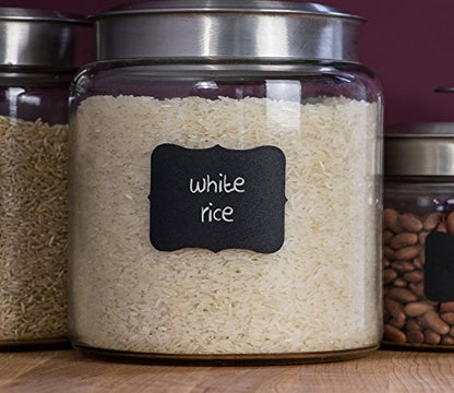 Cestari Large Chalkboard Labels – 54-Pack Black Reusable Jar Labels for Containers, Fancy Rectangle Chalk Stickers for Organizing Kitchen, Pantry, Storage Bins, Jars & More - size: Large