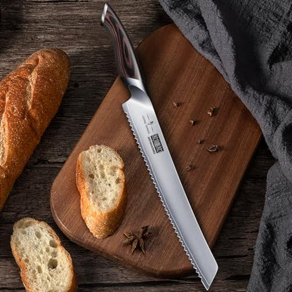 HOSHANHO Bread Knife 10 inch, Japanese High Carbon Stainless Steel Serrated Bread Knives, Professional Bread Cutting Knife for Homemade Bread - size: 10"