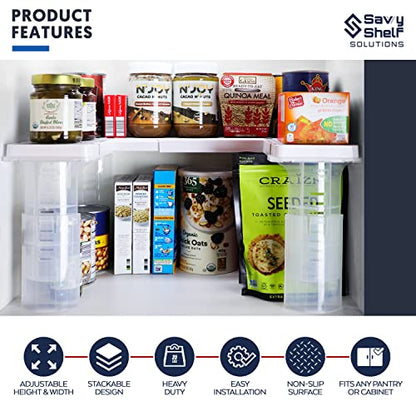 Savvy Shelf Adjustable Pantry & Can Storage Organizer - Kitchen Cabinet - Pantry Organization & Storage Can Organizer for Cupboard
