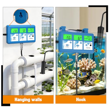 YINMIK pH EC Monitor for Water Hydroponics,WiFi pH ppm Tester for Nutrients | 24-hour monitoring via Tuya; multiple users; reminder when outside range; support sharing&printing; for all hydroponic system