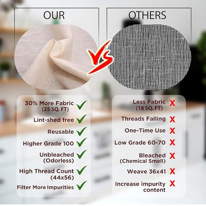 Cheese Cloths 100 Grade, 80X45 Inches- 24 Sq Feet Pure Cotton- 2.8 Sq Yard Reusable Fine Mesh Hemmed 2 Edges Muslin Cloth, Cheesecloth For Straining Cooking, Baking, Cheese Making, Sprouting, Steaming