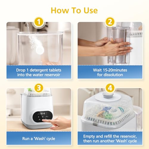 180 Detergent Soap Tablets For All Brands Baby Bottle Washers, Compatible with Baby Brezza Grownsy Momcozy Papablic Washer, Effective Cleaning & Gentle Formula, 3-Month Supply