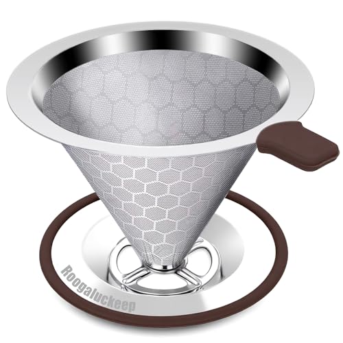 Pour over Coffee Dripper, Stainless Steel Paperless Reusable Coffee Filter, Metal 600 Mesh Strainer Coffee Maker (1-2 Cups) - size: 1-2 Cups