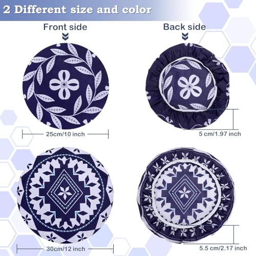 2 Large Reusable Beeswax Bowl Covers for Bread Proofing, 10/12 Inch Elastic Beeswax Wraps Cotton Cloth Sourdough Bowl Covers for Proofing Baskets, Mixer Bowls, Food Storage Containers - color: Rotational Geometry