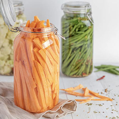 Glass Jars with Airtight Lids Food Storage Jars Leak Proof Canisters with Clear Preserving Seal Wire Clip Fastening for Kitchen Canning Pickling [67 oz]