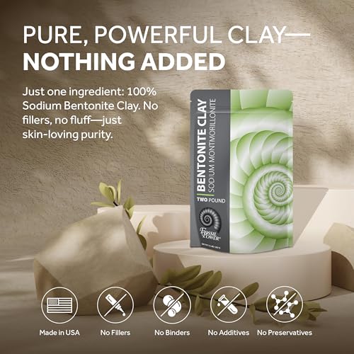 Bentonite Clay Food Grade Powder 5 Lb - Pore Cleansing & Facial Mask | Fossil Power - 100% Sodium Bentonite Clay - DIY Face, Body & Hair Mask for Acne & Oily Skin - Pore Cleansing, Deo & Bath Soak - size: 80 Ounce (Pack of 1)