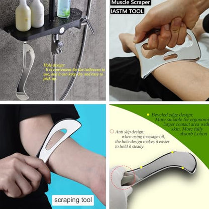 Muscle Scraper Stainless Steel IASTM Massage Tools Set,Gua Sha Scraping Tools for Physical Therapy(3pcs) - style: GYX COELE-02