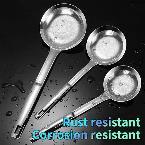 TBWHL Multi-functional Hot Pot Fat Skimmer Spoon - Stainless Steel Fine Mesh Food Strainer for Skimming Grease and Foam DIA 3.1" - size: Dia 3.1"