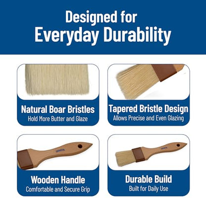 SPARTA Kitchen Basting Brush – 4037300 Basting Brush for Cooking Flat Boar Bristle Brush, Hardwood Handle for Kitchens, Restaurants, Catering, High Heat Food Prep, 1.5in, Pack of 12 - size: 8.25" x 1.5" (Pack of 12)