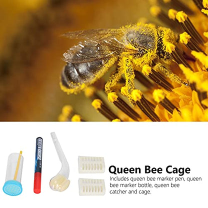 Zerodis Queen Bee Marking Kit, Easy Use Marking Bottle Gently Press The Piston Beekeeping Supplies Ample Space Queen Bee Cage Water Based Queen Bee Marker Pen