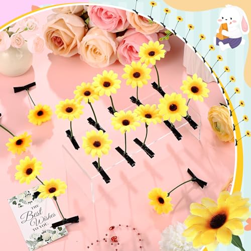30 Pcs Bean Sprout Hair Clips Rave Mixed Style Plant Hairpins Hair Accessories for Party Irish(Sunflower) - style: Sunflower