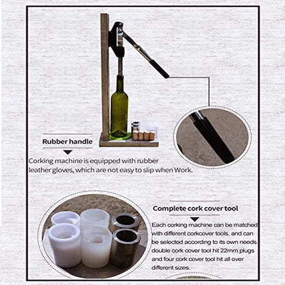 KEhtu Manual Bottle Capper Tool, Bench Top Stainless Steel Corkers Red Wine Bottle Capper with Two Plastic Size stoppers and Adjustable Auto Lever for Homebrew Soda Soft Drink Home Brew Beer