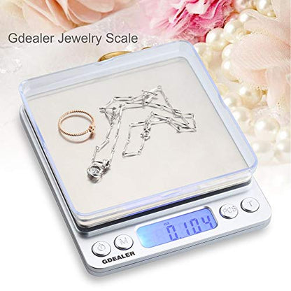 GDEALER Food Scale, 0.001oz/0.01g Precise Digital Kitchen Scale Gram Scales Weight Food Coffee Scale Digital Scales for Cooking Baking Stainless Steel Back-lit LCD Display Pocket Small Scale, Silver - color: Silver